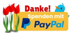 Ilustration PayPal-Spendenbutton (Button hinter Blumen)